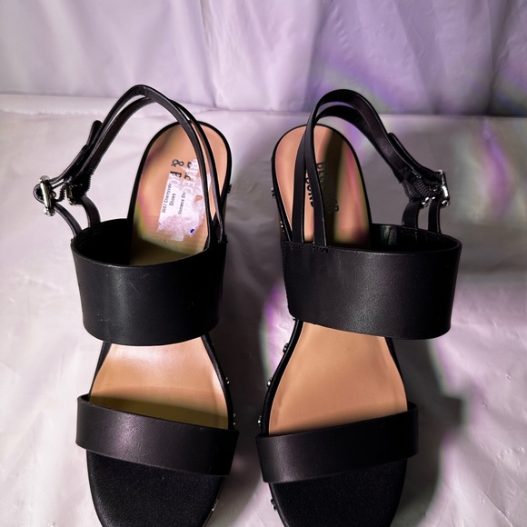 Black Wedge Sandals with Studded Detail - Picture 4 of 9